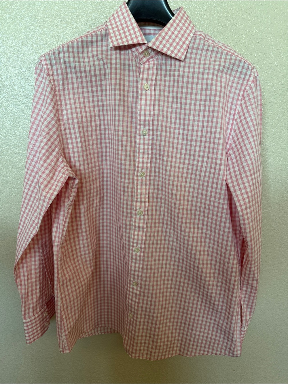 Men's Pink Gingham Button-Up Shirt
